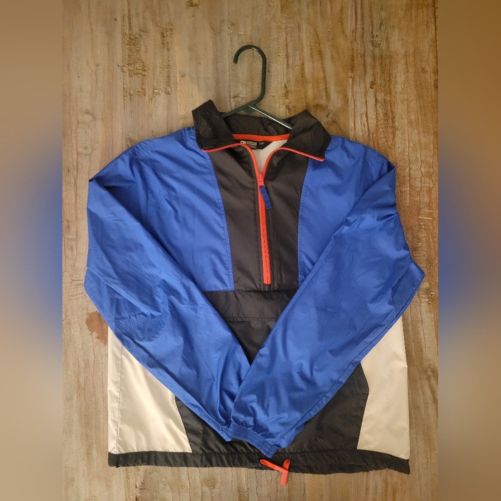 Outdoor Research Blue and Black Windbreaker with Orange Accent